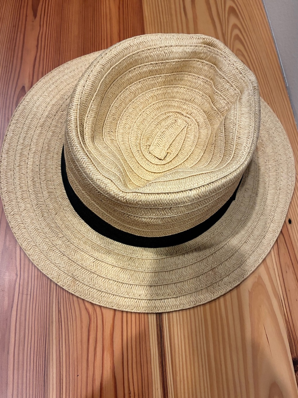 Men's Natural Straw Fedora with Black Band